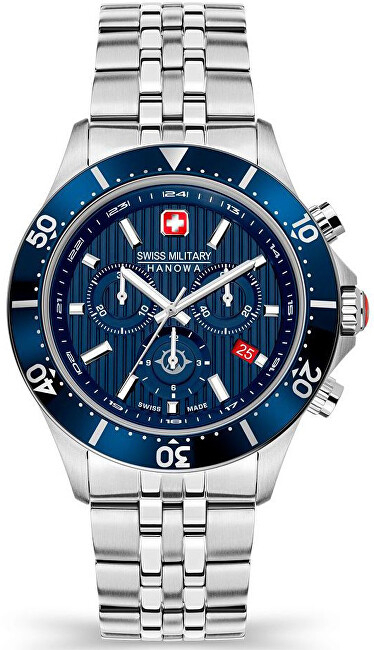 Orë dore për meshkuj Swiss Military Hanowa Flagship X Chrono, e argjendtë/kaltër