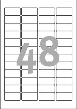 Etiketa vetëngjitëse Avery Zweckform L4736REV-25, 45.7x21.2mm, 25 fletë 1200 etiketa, të bardha