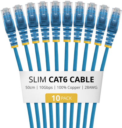 Kabllo rrjeti StarTech CAT6 Slim, 10 copë, 50 cm, blu