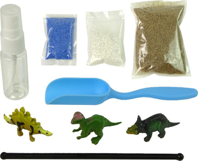 Set kreativ Lean Dinosaur Garden, kopsht dinosauri në kavanoz, me drita që ndriçojnë në errësirë, me kapak jeshil