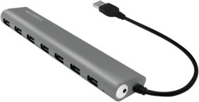USB концентратор LogiLink UA0308, 7 USB 3.2 Gen 1 порти, 5 Gbit/s, сив