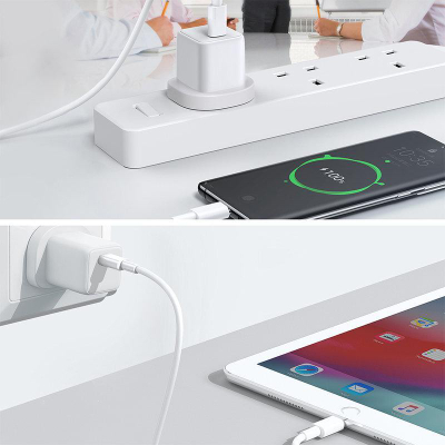 Karikues muri Joyroom 30W, USB C PD, USB QC 3.0, i bardhë