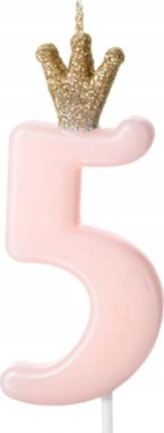 Kandela ditëlindjeje Birthday Candle, numri 5, 9.5cm, rozë pastel