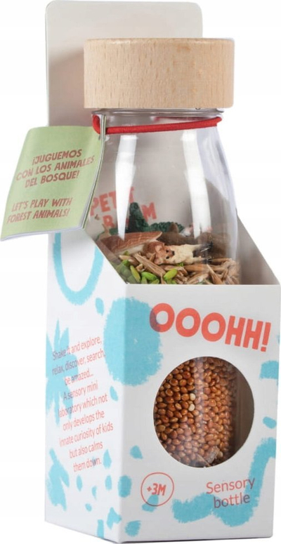 Lodër sensoriale Petit Boum Spy Forest, shishe sensoriale, Montessori, transparente