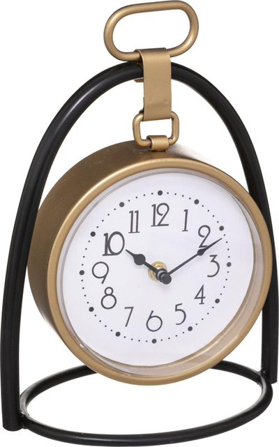 Orë tavoline Atmosphera Silent Classic Clock, mekanizëm i qetë, në qëndrim të artë, e zezë