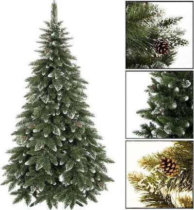 Pemë artificiale Krishtlindjes Springos Premium, 220 cm, me kokrra pishe, jeshile