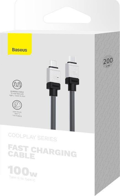 Kabllo kariku Baseus CoolPlay USB C në USB C, 100W, 2m, e zezë