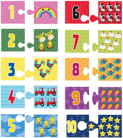 Loja edukative Grafix Match The Numbers, 20 copë, numrat 1 deri 10, shumëngjyrëshe