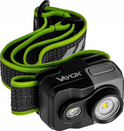 Llampë koke LED Vayox Pro, me sensor lëvizje, e rimbushshme me USB‑C, e zezë