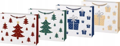 Qese dhuratash letre MFP Bag BN T, 250x190x90 mm, me dizajn festiv shumëngjyrësh
