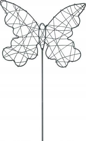 Dekor metalik kopshti flutur, 45cm, në shkop, i zi