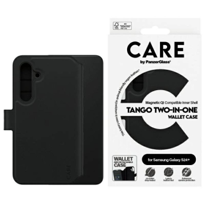 Këllëf portofol PanzerGlass CARE Tango Two in One, kompatibël me Qi, për Samsung Galaxy S24+, i zi