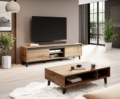 Komodë TV Nord II, 170 cm, dru lisi Wotan, antracit