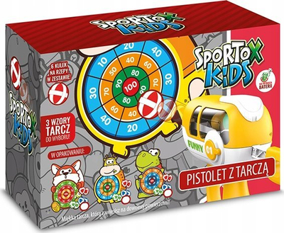 Lodër pistoletë me shenjë Artyk Sportox Kids, 6 toptha me Velcro, për kalamaj 3+, shumëngjyrëshe