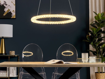 Lampë varëse Beliani MAGAT, LED, xham kristal, argjendi