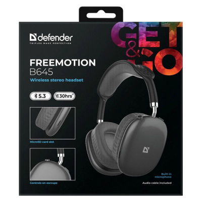 Безжични слушалки Defender Freemotion B645, Блутут, над уво, црни