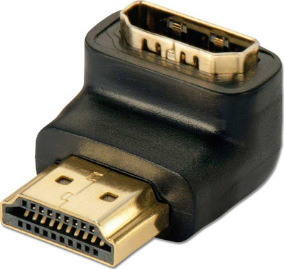 Adapter AV Lindy HDMI në HDMI 41085, me kënd, i zi