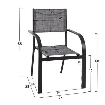 Set Tavolinë 150×90 cm + 6 karrige textilene,"HM11523.01", gri