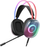 Kufje gaming Deltaco DH230, gjysmë transparente, me RGB, të zeza