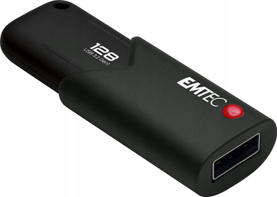 USB flash Emtec B120 Click Secure, 128GB, USB 3.2, e zezë