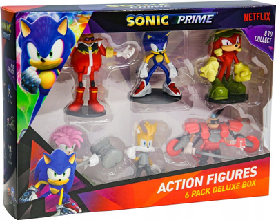 Figurina aksioni Sonic Prime Deluxe Box Series 1, set me 6 copë, personazhe të përziera, shumëngjyrëshe