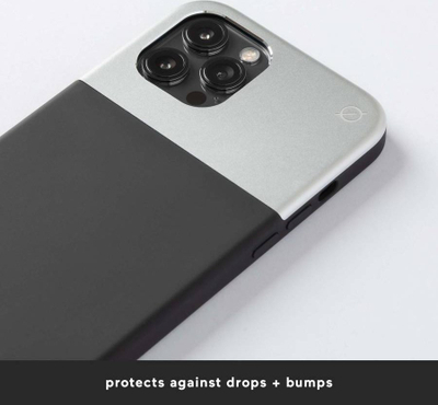 Mbrojtëse telefoni Atom Studios Split, për iPhone 12 12 Pro, silikon, dyngjyrëshe argjend me të zezë