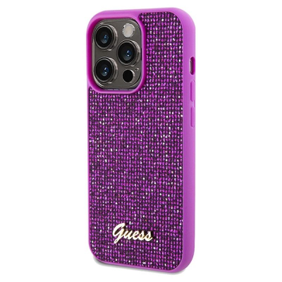 Kapak telefoni Guess Disco Metal Script për iPhone 14 Pro Max, hardcase TPU, fuchsia