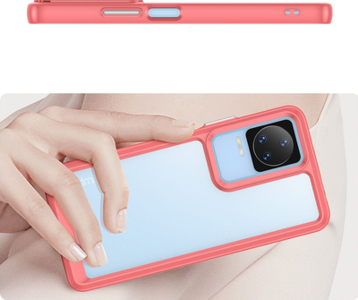 Mbrojtëse telefoni Hurtel Outer Space për Xiaomi Poco F4 5G, kornizë e butë, transparente, e kuqe