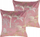 Set me 2 jastëkë dekor Beliani CARANDAY, velvet 45 x 45 cm, rozë me palma