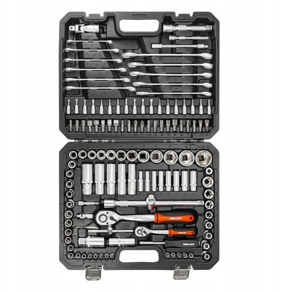 Set çelësash me kokë 6-këndore, 125 pjesë, 1/2" 1/4", 4-32mm