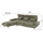 Divan këndor Convert HM3268.04L, kend i majtë, 283x188 cm, jeshile cypress