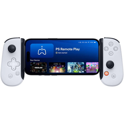 Kontroller Backbone One PlayStation Edition për iPhone, i bardh e zi