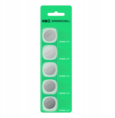 Bateri litium Green Cell CR1620, 5 copë në paketim, 70mAh