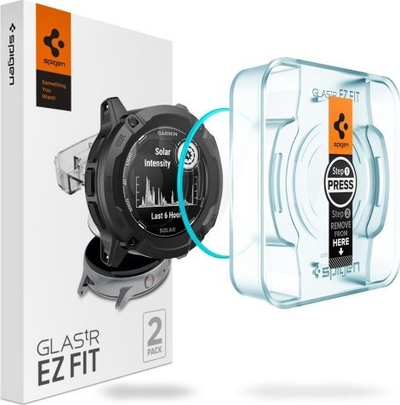 Mbrojtëse ekrani Spigen Glass TR EZ Fit për Garmin Instinct 2X Solar, xham i temperuar, set me 2 copë, transparente