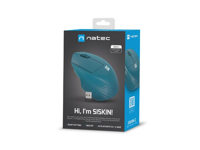 Mouse wireless Natec Siskin 2, 1600 DPI, BT 5.0 edhe 2.4GHz, blu