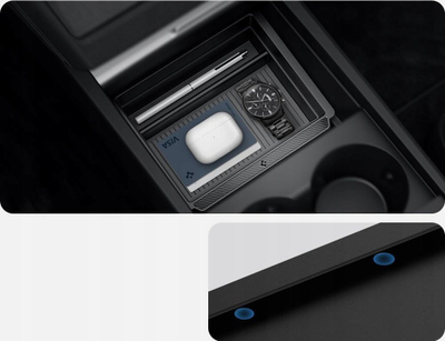 Organizues konzole Spigen Tesla Sliding Bottom për Tesla Model 3 2024, PC i qëndrueshëm, i zi
