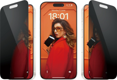 Mbrojtës ekrani PanzerGlass Privacy për iPhone 15 Pro, Ultra-Wide Fit, i errët