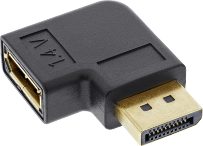 Adapter DisplayPort InLine, mashkull te femër, me kënd djathtas, i zi