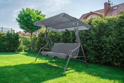 Lëkundëse kopshti Funfit Relax për 3 veta, me çati, gri