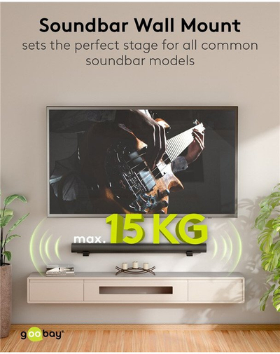 Mbajtëse murale universale Goobay për soundbar, e rregullueshme, montim në mur, e zezë