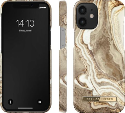 Kapak telefoni iDeal of Sweden Golden Sand Marble për iPhone 12 12 Pro, plastikë, model mermeri, ngjyrë ari bezhë