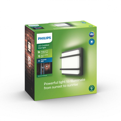 Dritë murale e jashtme Philips Petronia, LED 12W 1200 lm, 2700K, antracit