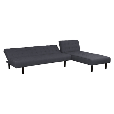 Divan këndor Zelda HM3154.01, 254x163x74 cm, shndërrohet në krevat, gri