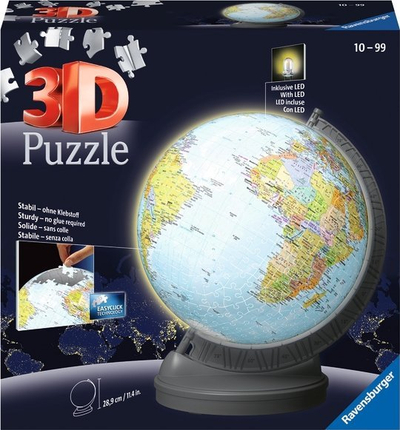 Puzzle 3D Ravensburger Glob Me Dritë 11549, 540 copa, me LED, shumëngjyrësh