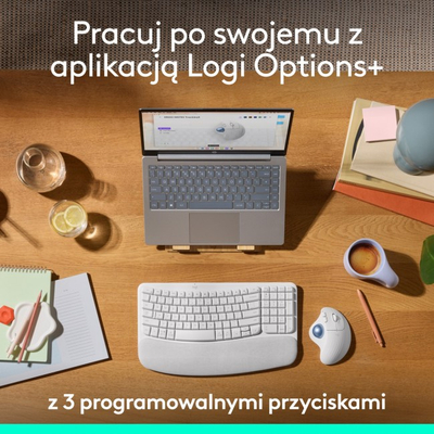 Maus wireless Logitech ERGO M575S, me trackball, ergonomik, i bardhë