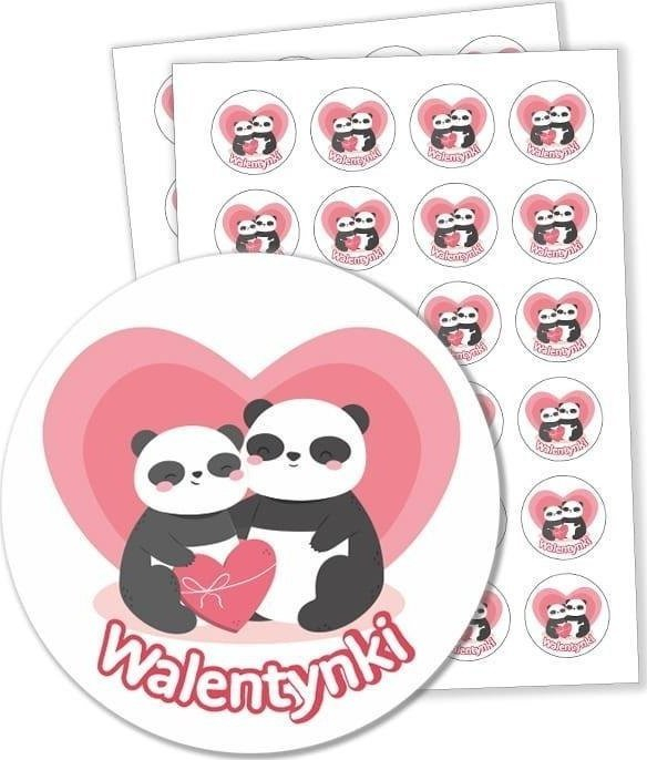 Ngjitësa dekorativë LearnHow Panda Valentine, 40mm, 24 copë, rozë