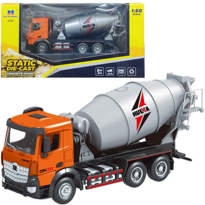 Kamion mikser betoni Huina Concrete Mixer, metal, shkallë 1:50, portokalli