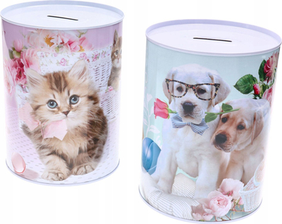 Kumbare metalike cilindrike Cat Toys, 12x16 cm, dizajn mace, rozë