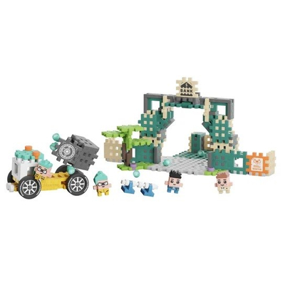 Set ndërtimi Marioinex Toy Factory Mini Waffle City Bank, 148 pjesë, shumëngjyrësh