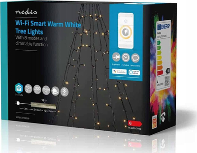 Drita dekorative Nedis WIFILXT01W200, LED, WiFi SmartLife, të bardha të ngrohta